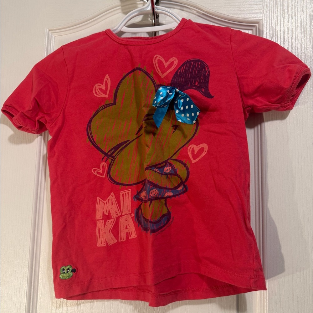 Mika Yoga Wear Red Kids Tee with Fun Graphic